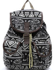 Tribal Printed Canvas Backpack - Online Only