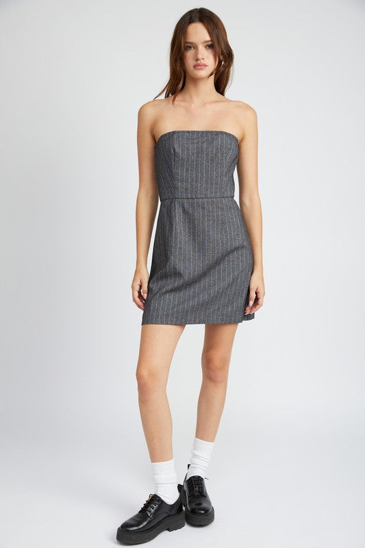 Emory Park Pinstripe Tube Mini Dress