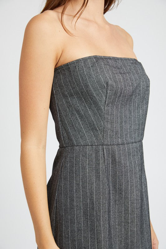 Emory Park Pinstripe Tube Mini Dress