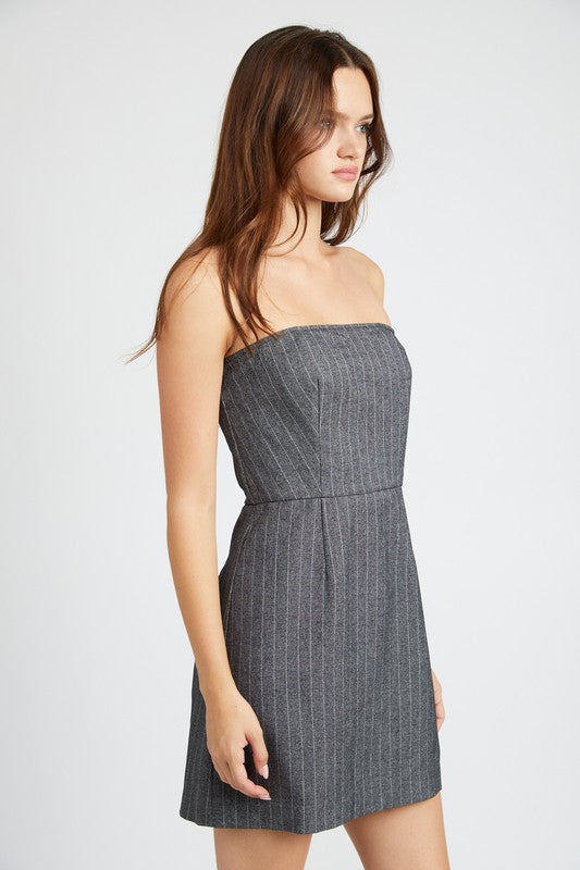 Emory Park Pinstripe Tube Mini Dress