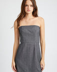 Emory Park Pinstripe Tube Mini Dress