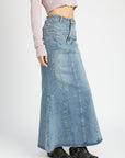 Fluted Denim Maxi Skirt - Online Only