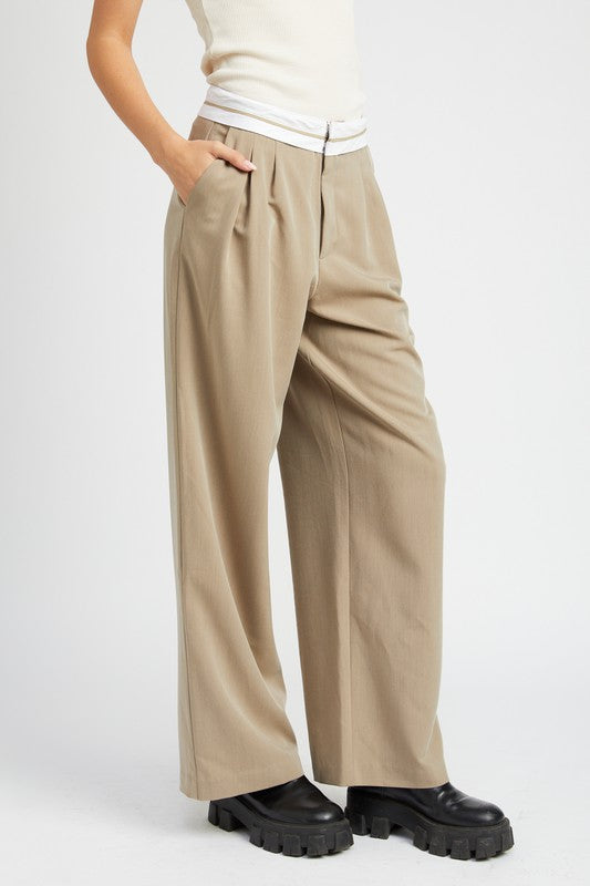 Reverse Waist Band Tailored Pants