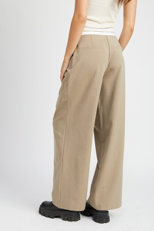 Reverse Waist Band Tailored Pants