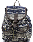 Tribal Printed Canvas Backpack