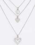 Triple Heart CZ Pendant Layer Necklace - Online Only