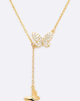 Cubic Zirconia Double Butterfly Pendant Necklace - Online Only