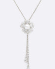 Pearl Accent CZ Flower Chain Drop Pendant Necklace - Online Only