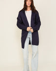 Timing Long Sleeve Open Front Cardigan With Back Heart