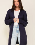 Timing Long Sleeve Open Front Cardigan With Back Heart