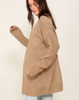 Timing Long Sleeve Open Front Cardigan With Back Heart