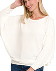 Zenana Ribbed Batwing Boat Neck Sweater - Online Only