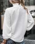 Ruffle Hem Mock Neck Puff Sleeve Top