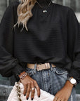 Miss Sparkling | Ruffle Hem Mock Neck Puff Sleeve Top
