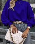 Miss Sparkling | Ruffle Hem Mock Neck Puff Sleeve Top