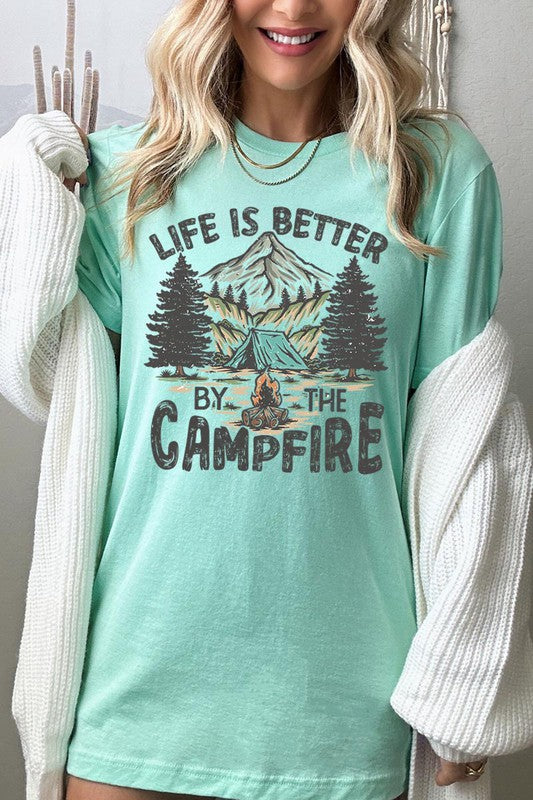 Plus Size Life is Better by the Campfire Graphic Tee - Online Only