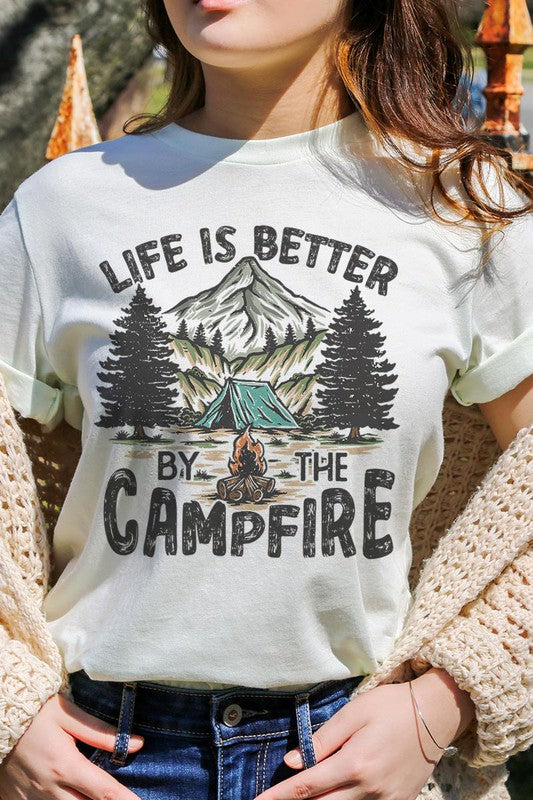 Plus Size Life is Better by the Campfire Graphic Tee - Online Only