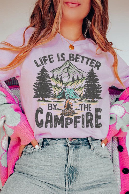 Plus Size Life is Better by the Campfire Graphic Tee - Online Only