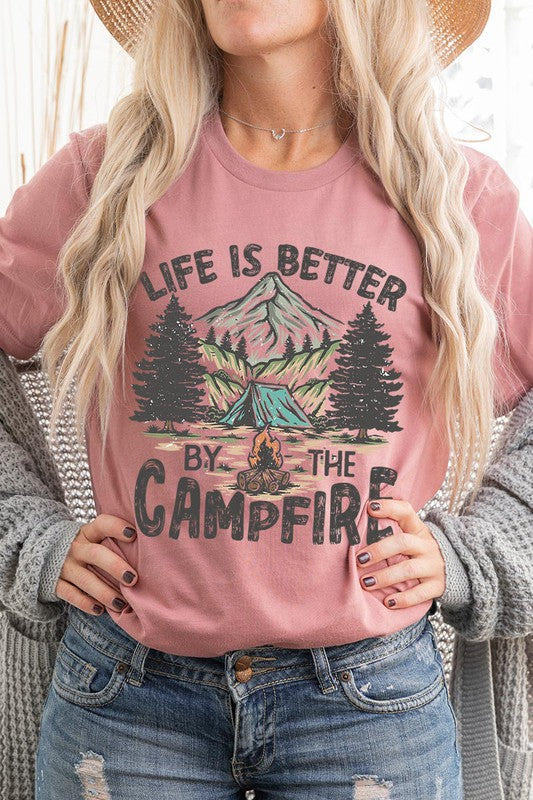 Plus Size Life is Better by the Campfire Graphic Tee - Online Only