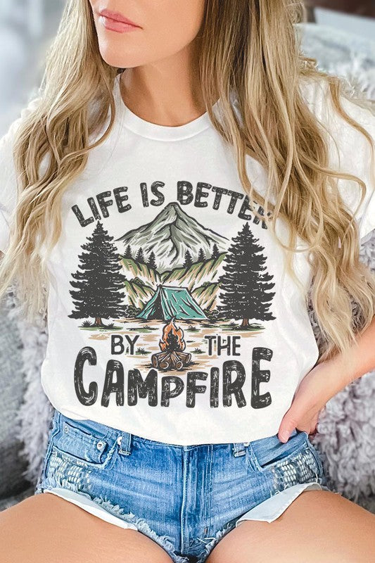 Plus Size Life is Better by the Campfire Graphic Tee - Online Only