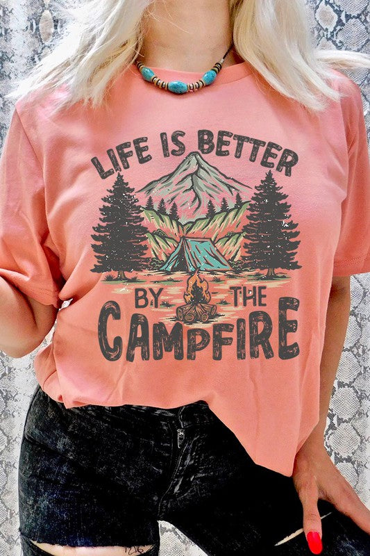 Plus Size Life is Better by the Campfire Graphic Tee - Online Only