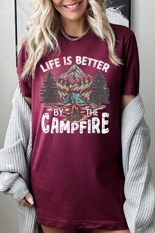 Plus Size Life is Better by the Campfire Graphic Tee - Online Only