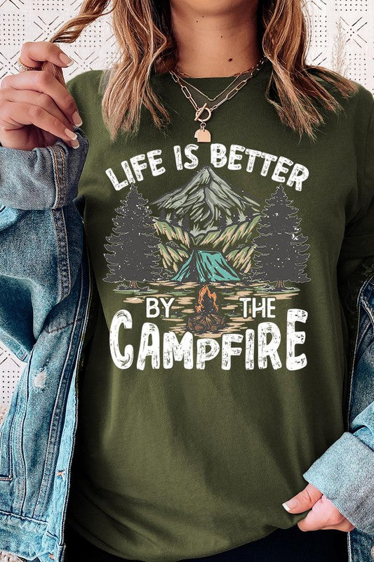 Plus Size Life is Better by the Campfire Graphic Tee - Online Only