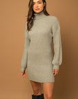 Gilli Turtle Neck Balloon Sleeve Sweater Dress