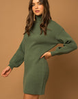 Gilli Turtle Neck Balloon Sleeve Sweater Dress