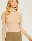 Love Tree Turtleneck Ribbed Knit Sweater Top