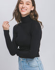 Love Tree Turtleneck Ribbed Knit Sweater Top