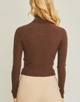 Love Tree Turtleneck Ribbed Knit Sweater Top