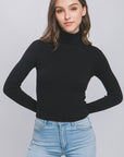 Love Tree Turtleneck Ribbed Knit Sweater Top