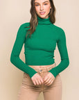 Love Tree Turtleneck Ribbed Knit Sweater Top