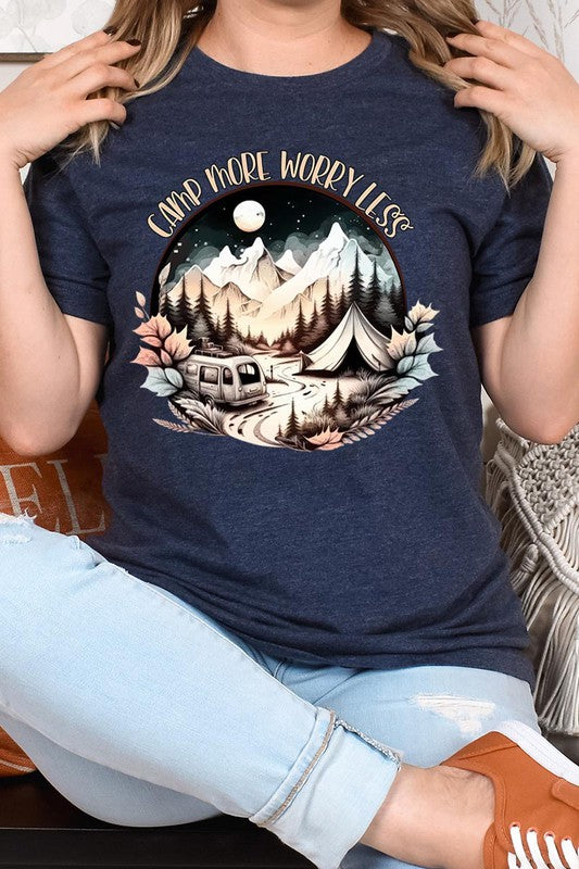 Plus Size Camp More Worry Less Graphic Tee - Online Only
