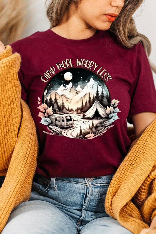 Plus Size Camp More Worry Less Graphic Tee - Online Only