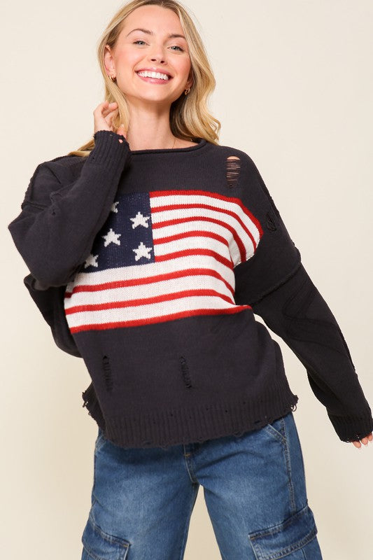 Timing Distressed USA Logo Sweater