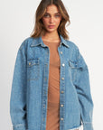 Emory Park Oversized Rhinestone Denim Jacket