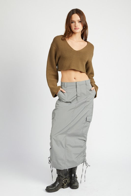 Emory Park Ruched Midi Cargo Skirt - Online Only