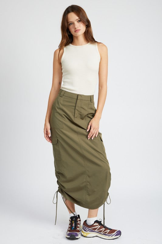 Emory Park Ruched Midi Cargo Skirt - Online Only