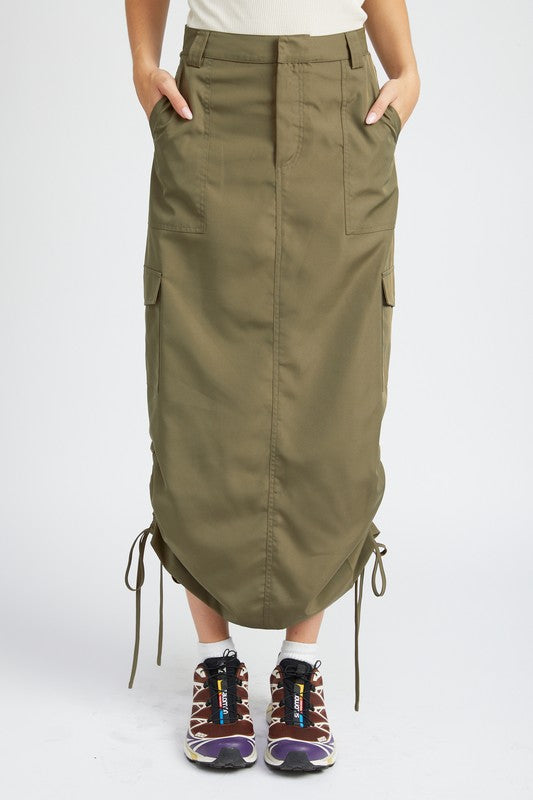 Emory Park Ruched Midi Cargo Skirt - Online Only