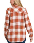 Zenana Cotton Plaid Shacket with Front Pocket - Online Only