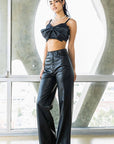 Vegan Leather Wide Leg Pants