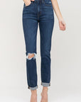 VERVET by Flying Monkey Distressed Roll Up Stretch Mom Jeans