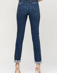 VERVET by Flying Monkey Distressed Roll Up Stretch Mom Jeans