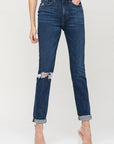 VERVET by Flying Monkey Distressed Roll Up Stretch Mom Jeans