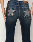 Artemis Vintage Mid Rise Flare Star Rhinestone on Pocket Jeans