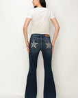 Artemis Vintage Mid Rise Flare Star Rhinestone on Pocket Jeans