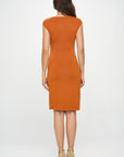 Renee C. Brushed Knit Short Sleeve Bodycon Dress with Slit