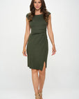 Renee C. Brushed Knit Short Sleeve Bodycon Dress with Slit